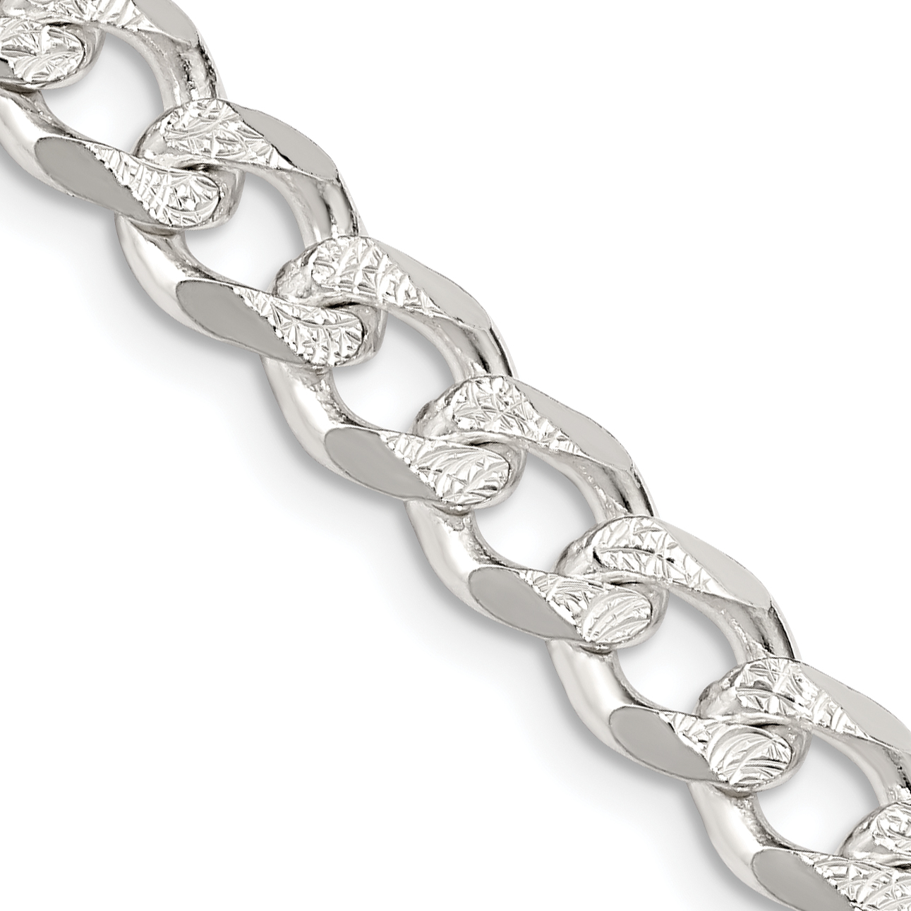 Sterling Silver 7.5mm PavÃ© Curb Chain (QCF200-18)