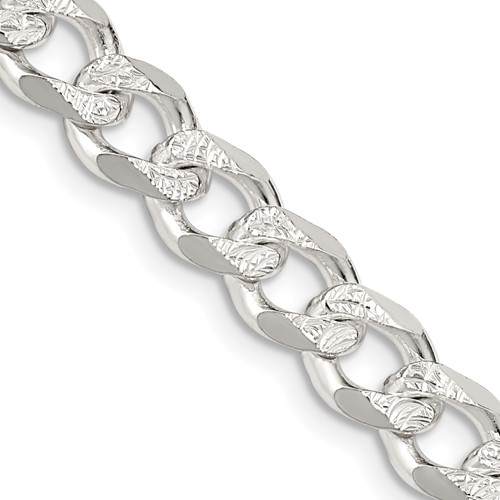 Sterling Silver 7.5mm Pav? Curb Chain