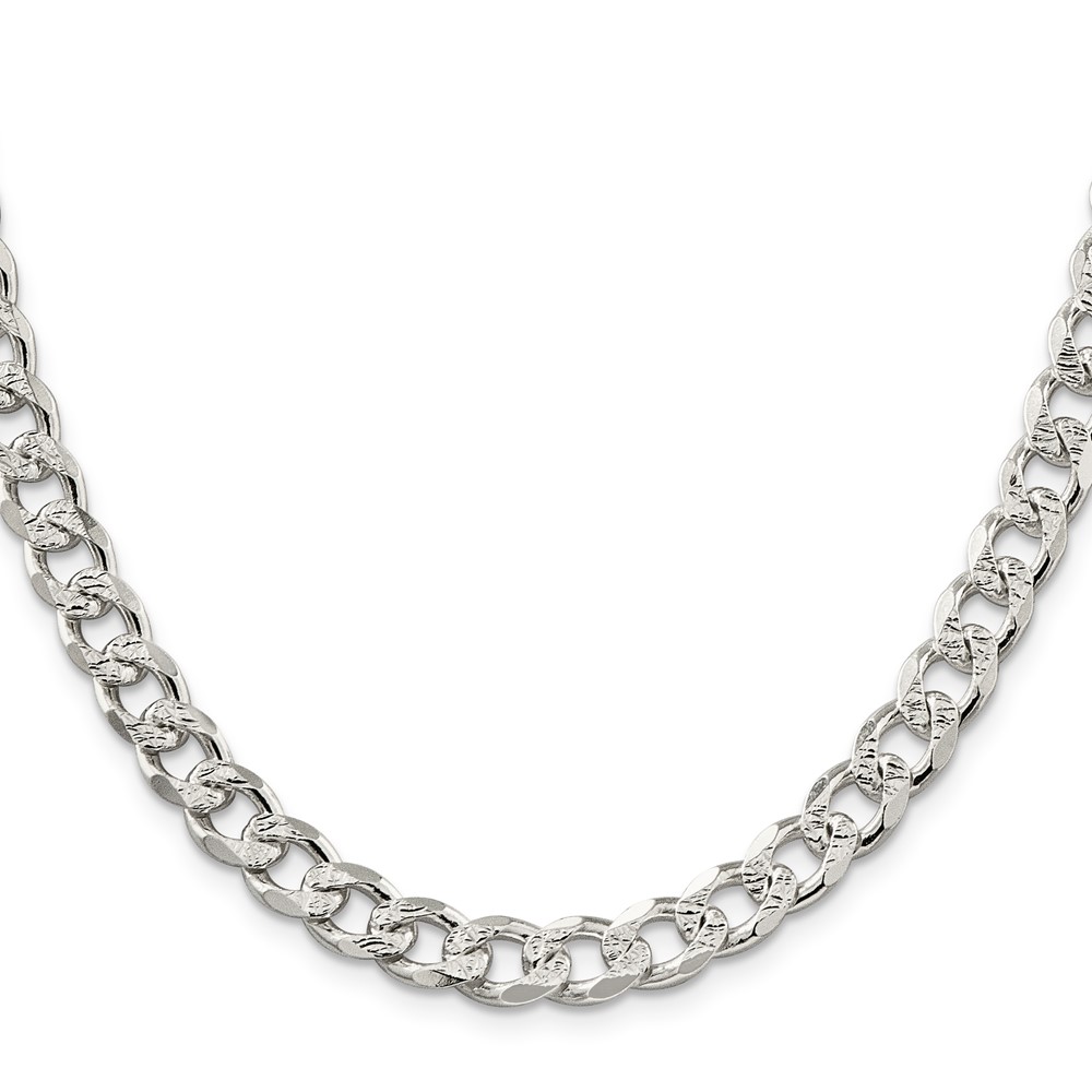 Sterling Silver 8.3mm PavÃ© Curb Chain (QCF220-22)