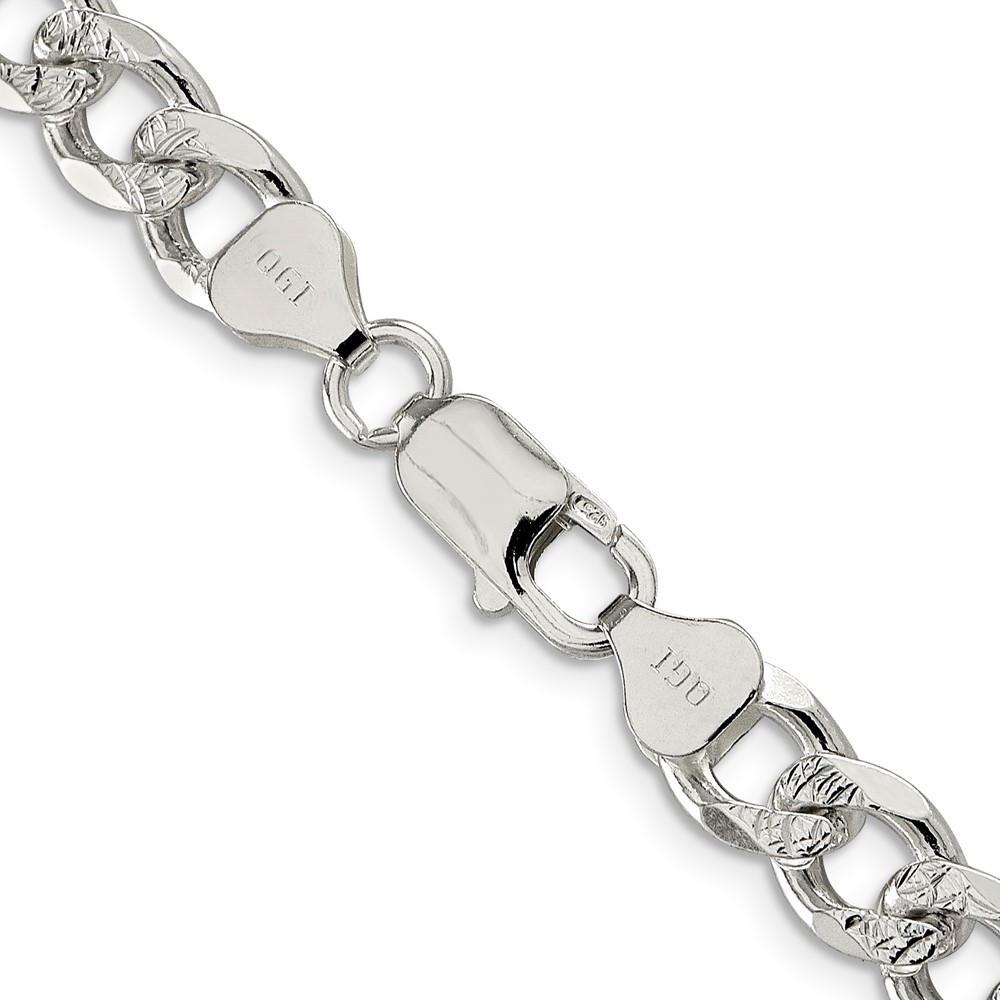 Sterling Silver 8.3mm PavÃ© Curb Chain (QCF220-22)