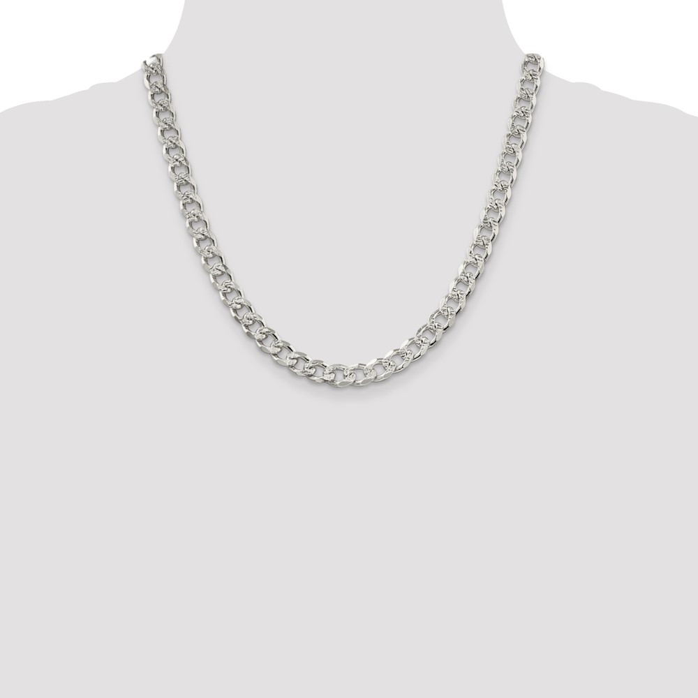 Sterling Silver 8.3mm PavÃ© Curb Chain (QCF220-20)