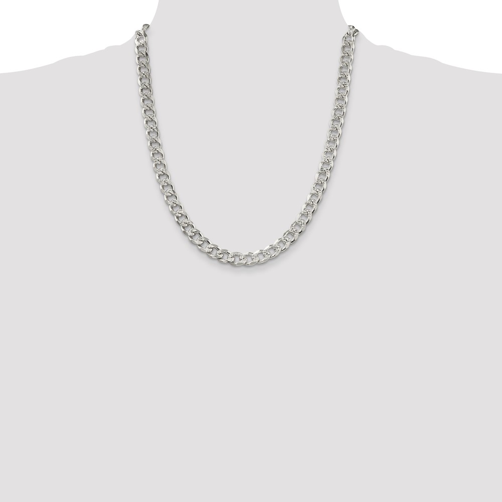 Sterling Silver 8.3mm PavÃ© Curb Chain (QCF220-22)