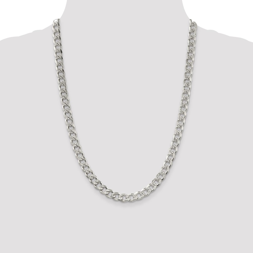 Sterling Silver 8.3mm PavÃ© Curb Chain (QCF220-24)