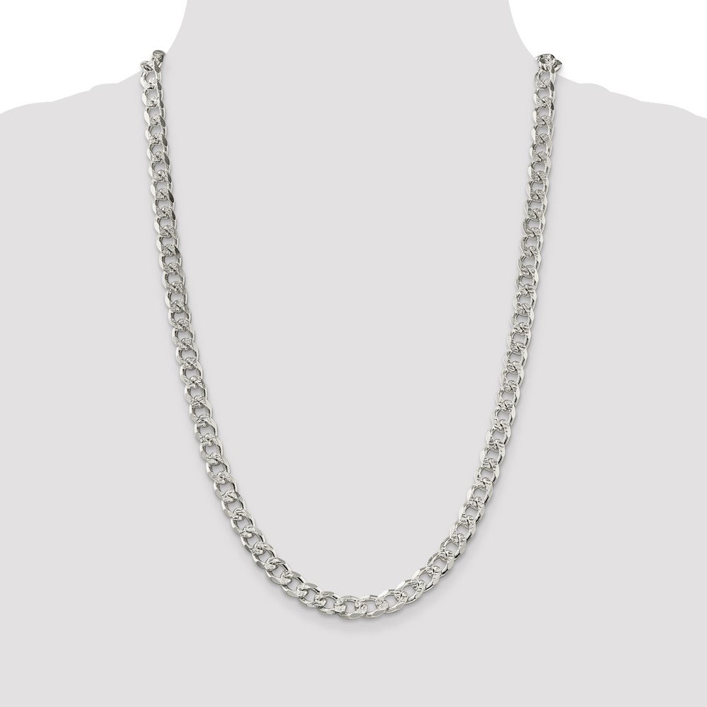 Sterling Silver 8.3mm PavÃ© Curb Chain (QCF220-26)