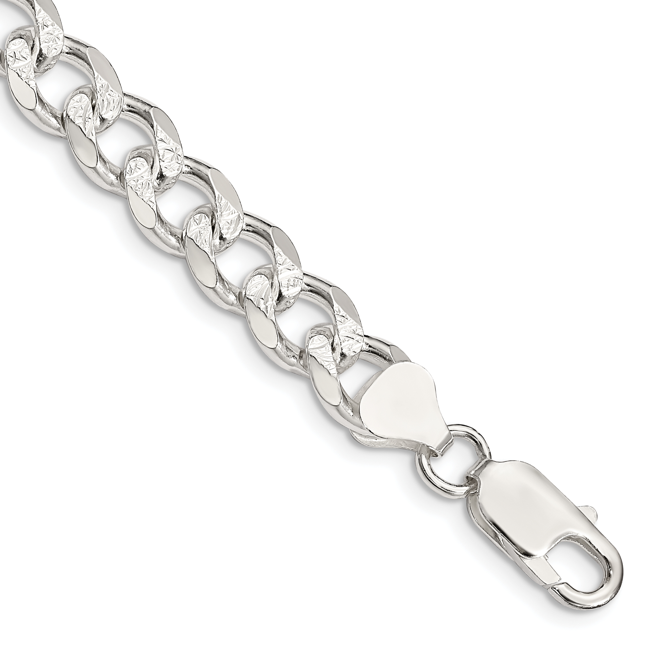 Sterling Silver 8.3mm PavÃ© Curb Chain (QCF220-8)