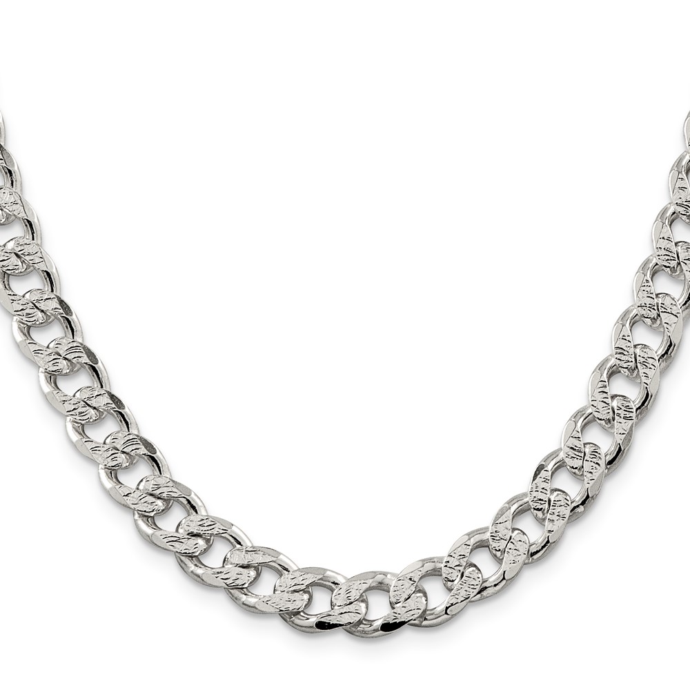 Sterling Silver 9.3mm PavÃ© Curb Chain (QCF250-20)