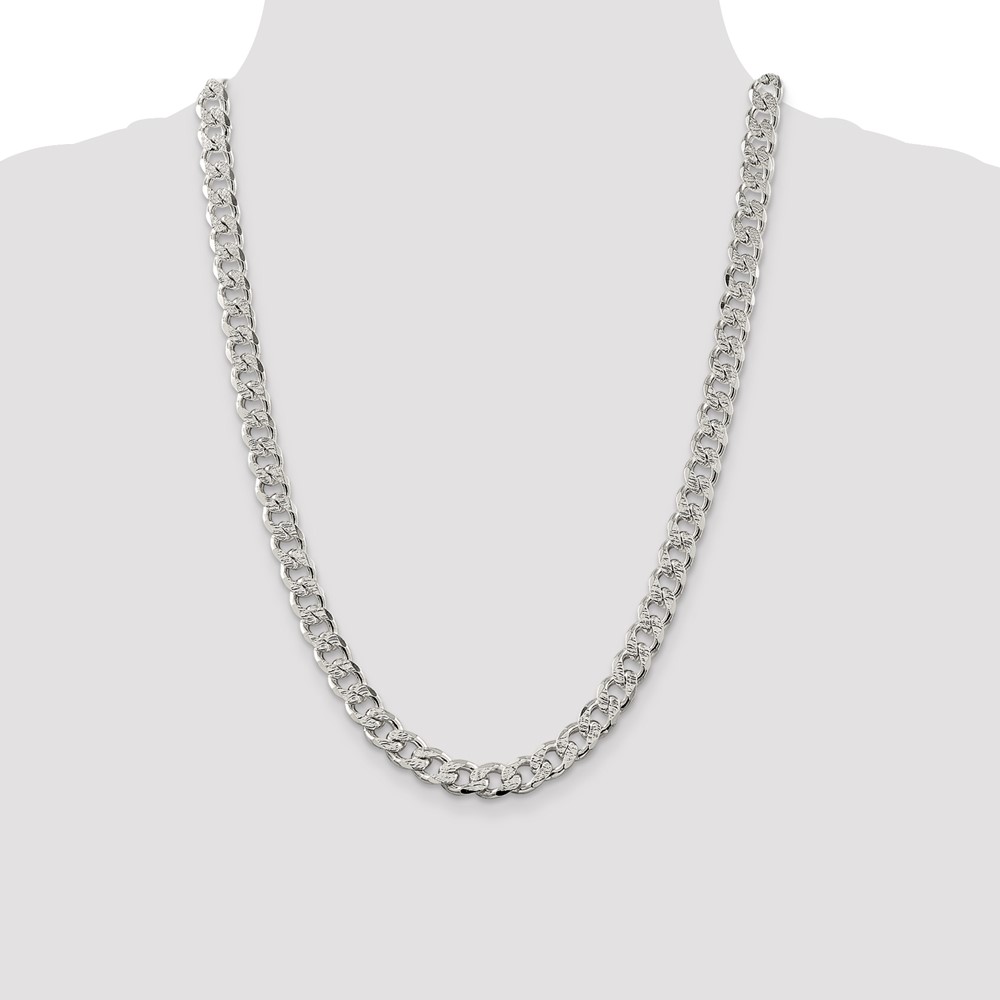 Sterling Silver 9.3mm PavÃ© Curb Chain (QCF250-24)
