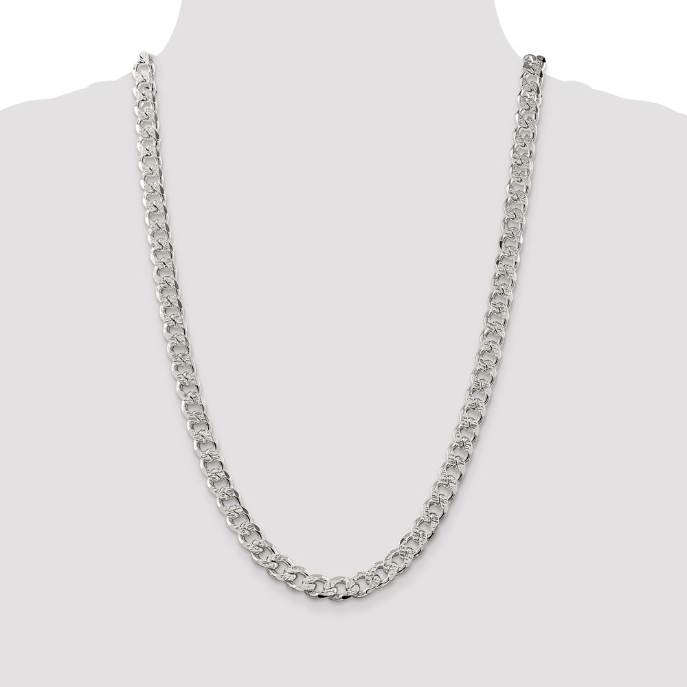 Sterling Silver 9.3mm PavÃ© Curb Chain (QCF250-26)