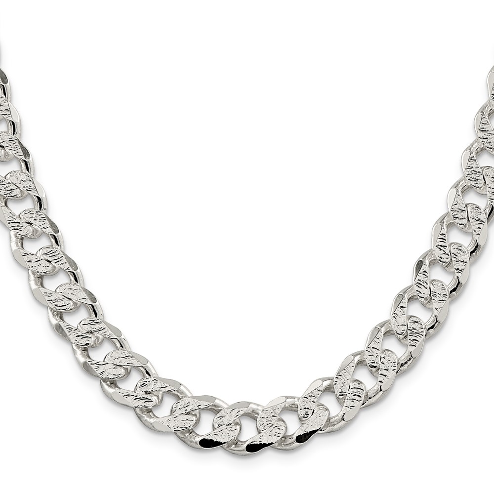 Sterling Silver 11.0mm PavÃ© Curb Chain (QCF300-24)