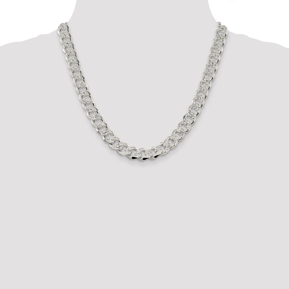 Sterling Silver 11.0mm PavÃ© Curb Chain (QCF300-20)