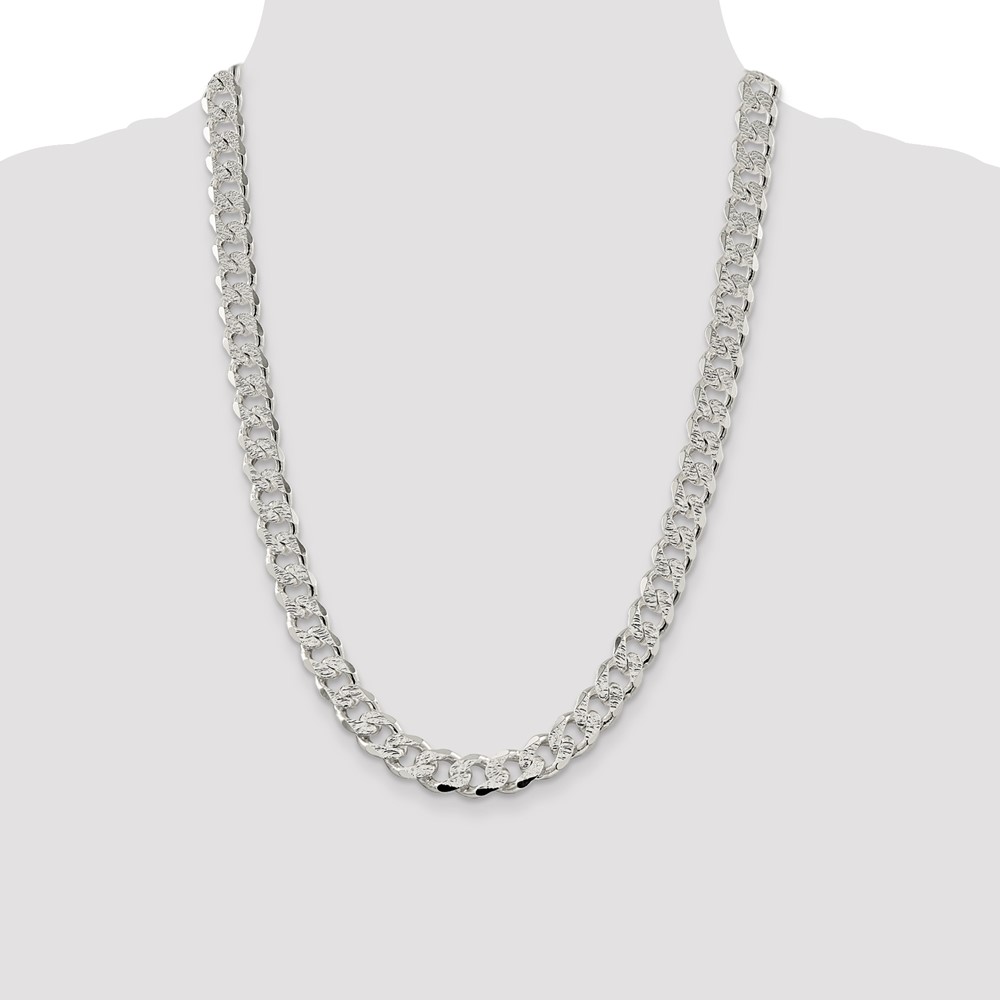 Sterling Silver 11.0mm PavÃ© Curb Chain (QCF300-24)