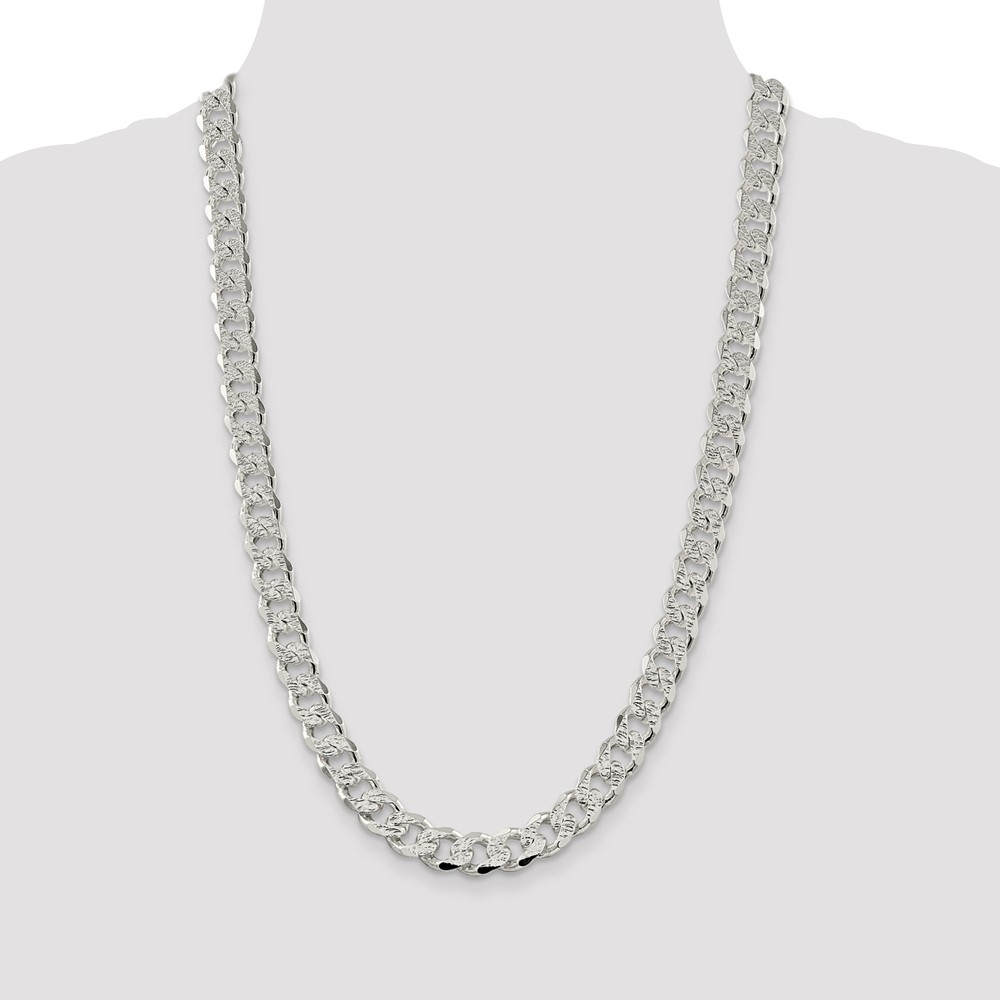 Sterling Silver 11.0mm PavÃ© Curb Chain (QCF300-26)