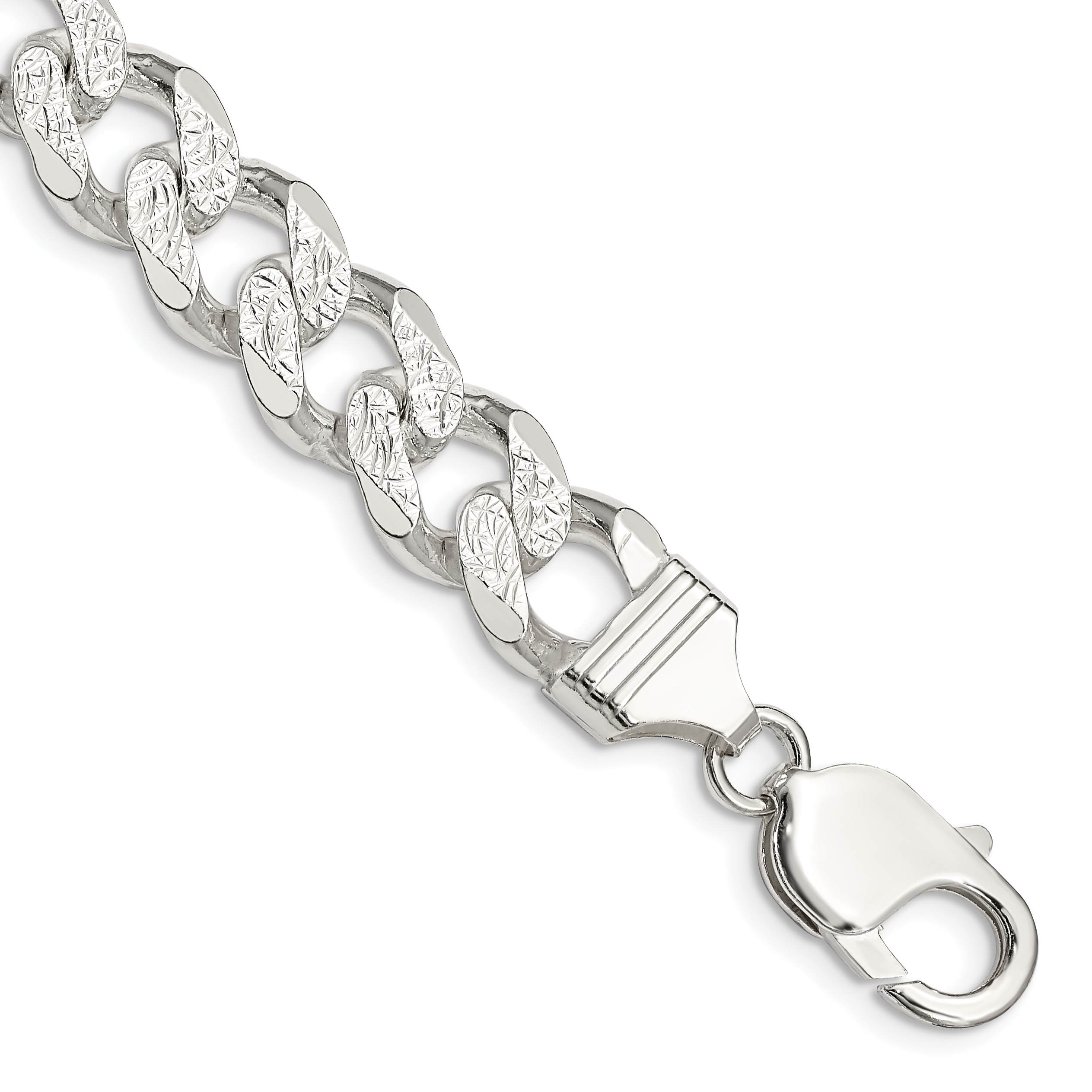 Sterling Silver 11.0mm PavÃ© Curb Chain (QCF300-8)
