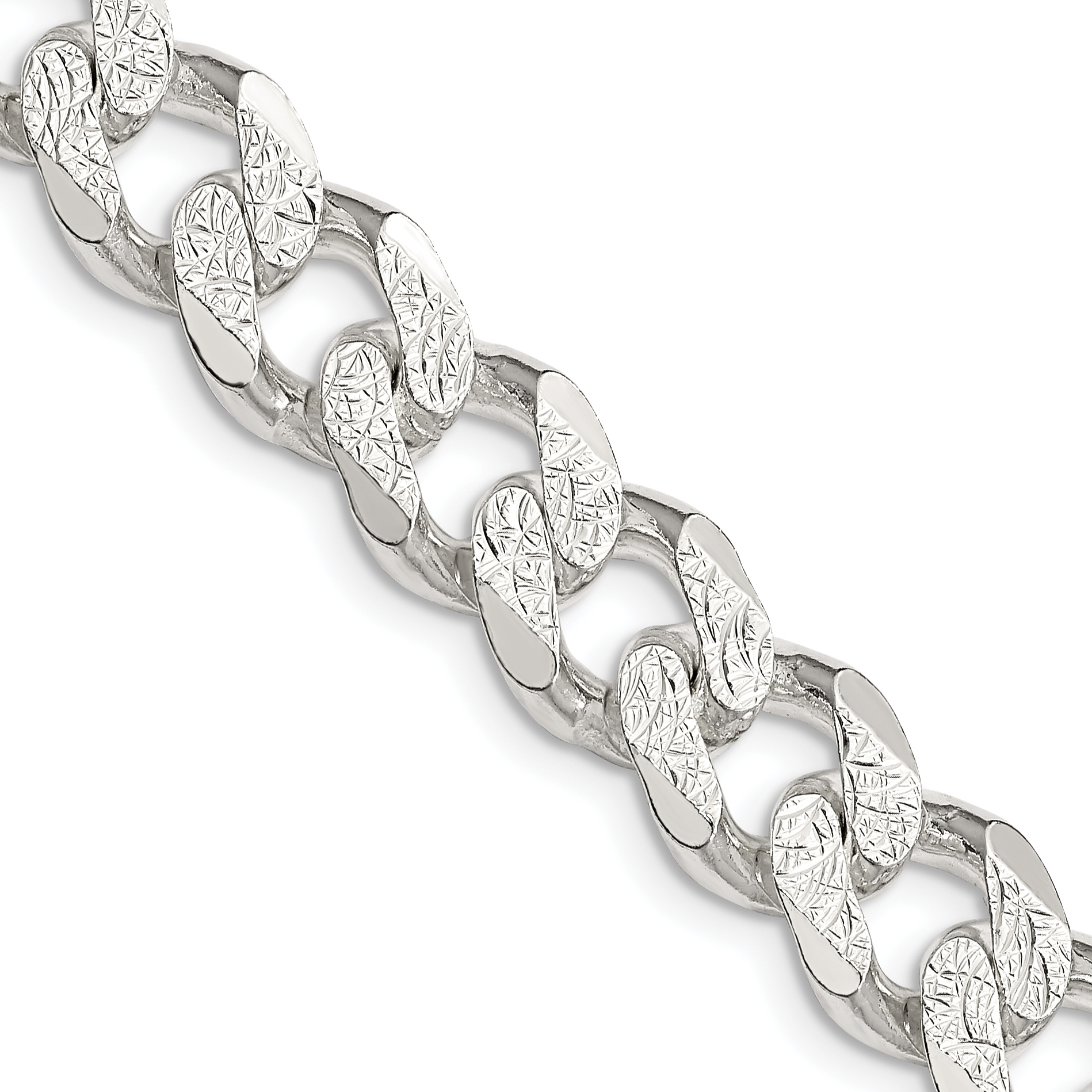 Sterling Silver 11.0mm PavÃ© Curb Chain (QCF300-20)