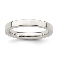 Sterling Silver 3mm Comfort Fit Flat Band view 1