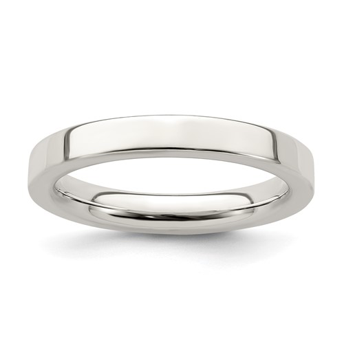 Sterling Silver 3mm Comfort Fit Flat Band, Size 4