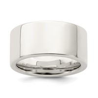 Sterling Silver 10mm Comfort Fit Flat Band view 1