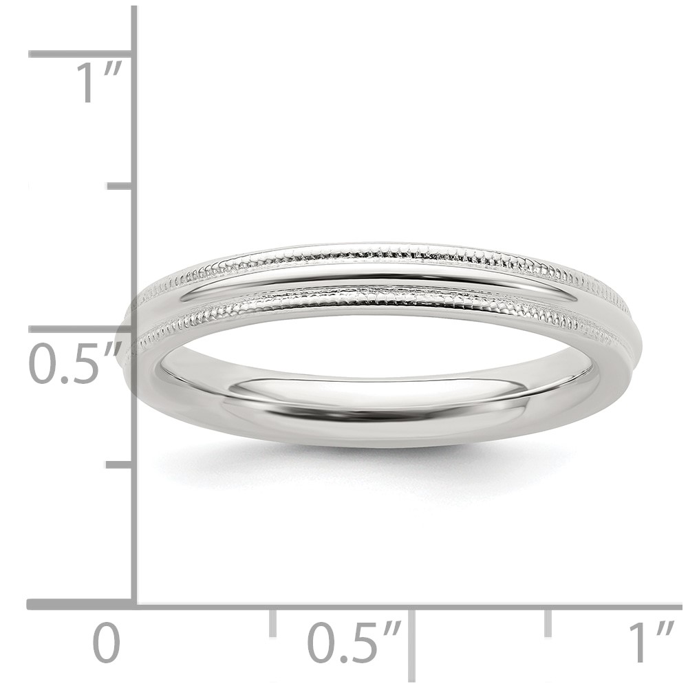 Sterling Silver 3mm Comfort Fit Half Round Milgrain Size 13 Band (QCFM030-13)