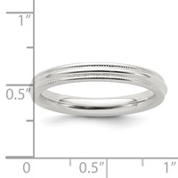 Sterling Silver 3mm Comfort Fit Half Round Milgrain Band view 3