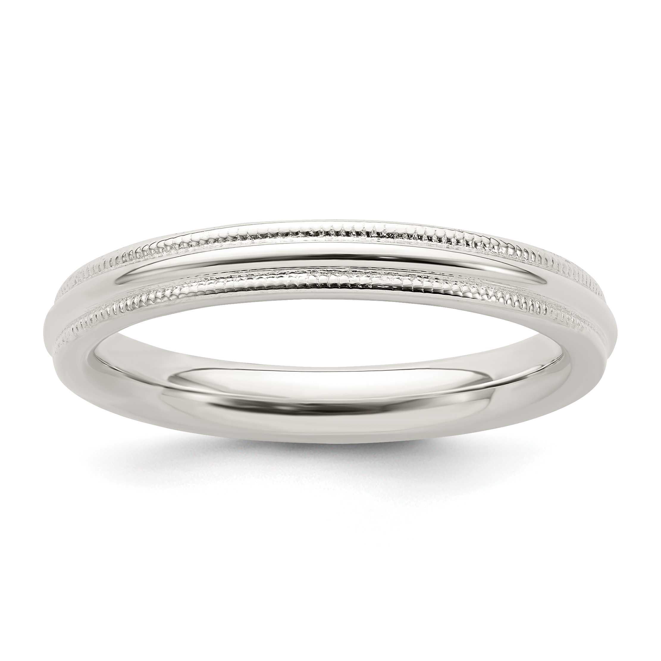 Sterling Silver 3mm Comfort Fit Half Round Milgrain Size 10 Band (QCFM030-10)