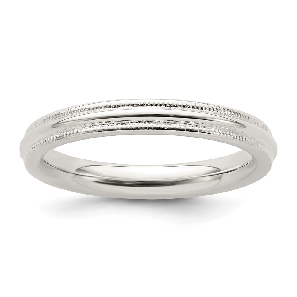Sterling Silver 3mm Comfort Fit Half Round Milgrain Size 10 Band (QCFM030-10)