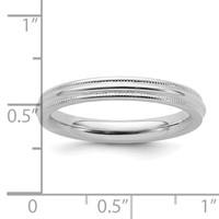 Sterling Silver Rhodium-plated 3mm Comfort Fit Milgrain Band view 3