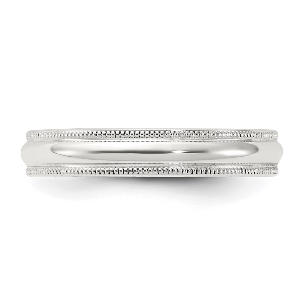 Sterling Silver 4mm Comfort Fit Half Round Milgrain Size 5 Band (QCFM040-5)