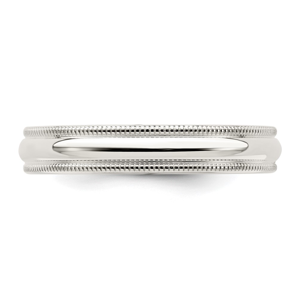 Sterling Silver 4mm Comfort Fit Half Round Milgrain Size 5 Band (QCFM040-5)