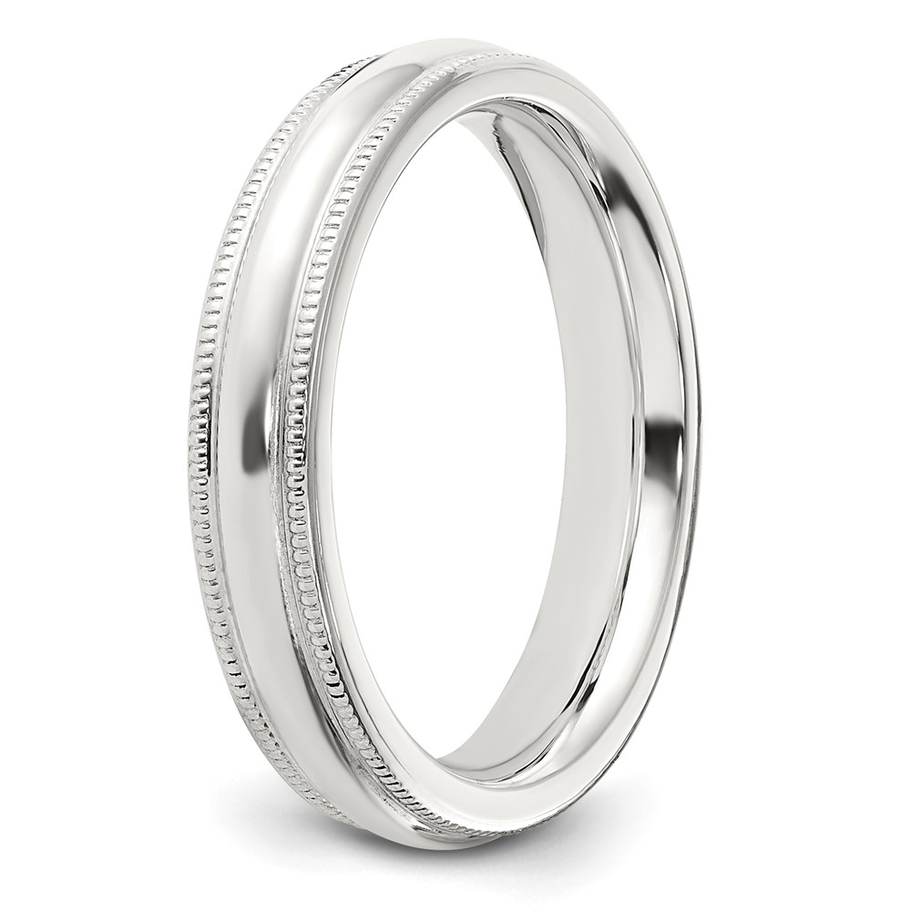 Sterling Silver 4mm Comfort Fit Half Round Milgrain Size 5 Band (QCFM040-5)