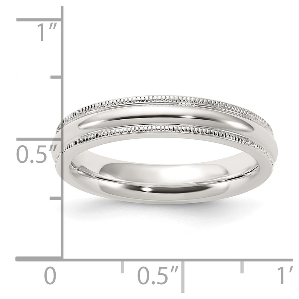 Sterling Silver 4mm Comfort Fit Half Round Milgrain Size 5 Band (QCFM040-5)