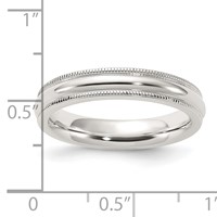 Sterling Silver 4mm Comfort Fit Half Round Milgrain Band view 4