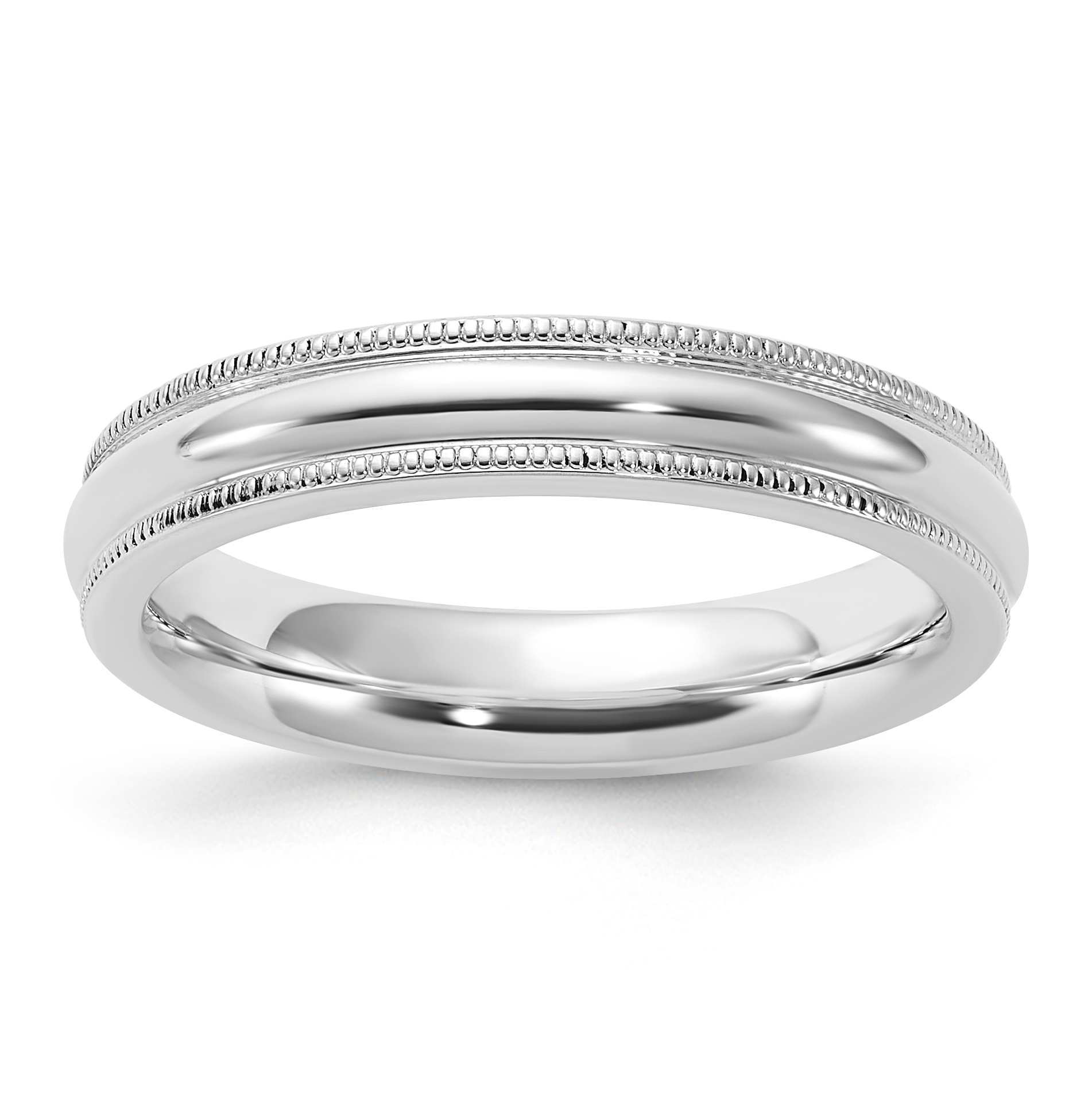 Sterling Silver 4mm Comfort Fit Half Round Milgrain Size 11 Band (QCFM040-11)