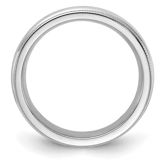 Sterling Silver Rhodium-plated 4mm Comfort Fit Milgrain Size 4 Band