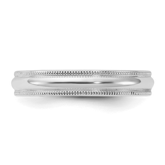 Sterling Silver Rhodium-plated 4mm Comfort Fit Milgrain Size 4 Band