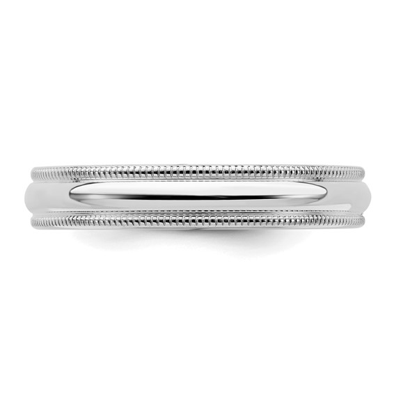 Sterling Silver Rhodium-plated 4mm Comfort Fit Milgrain Size 4 Band