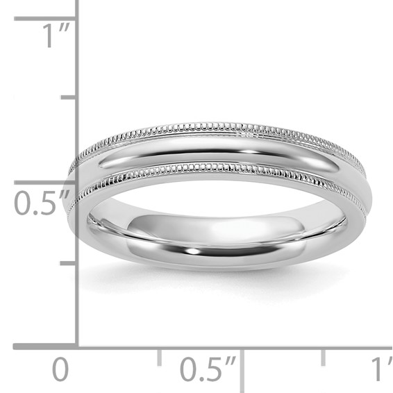 Sterling Silver Rhodium-plated 4mm Comfort Fit Milgrain Size 4 Band