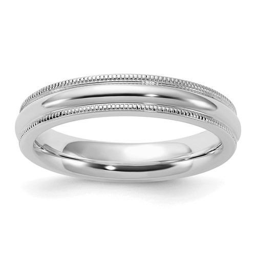 Sterling Silver Rhodium-plated 4mm Comfort Fit Milgrain Band, Size 5