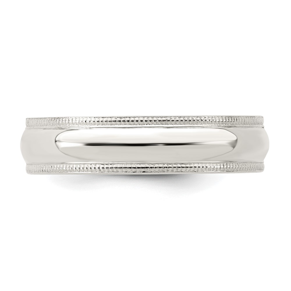 Sterling Silver 5mm Comfort Fit Half Round Milgrain Size 7 Band (QCFM050-7)