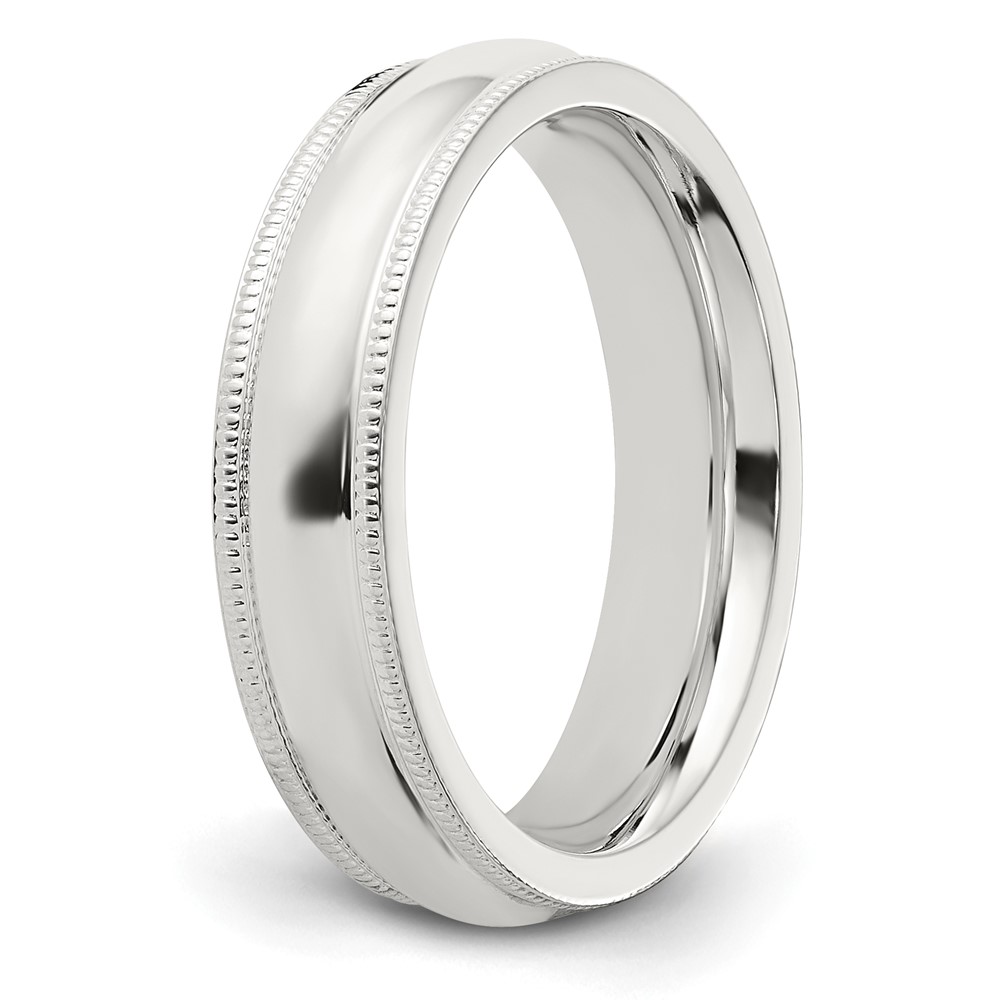 Sterling Silver 5mm Comfort Fit Half Round Milgrain Size 7 Band (QCFM050-7)