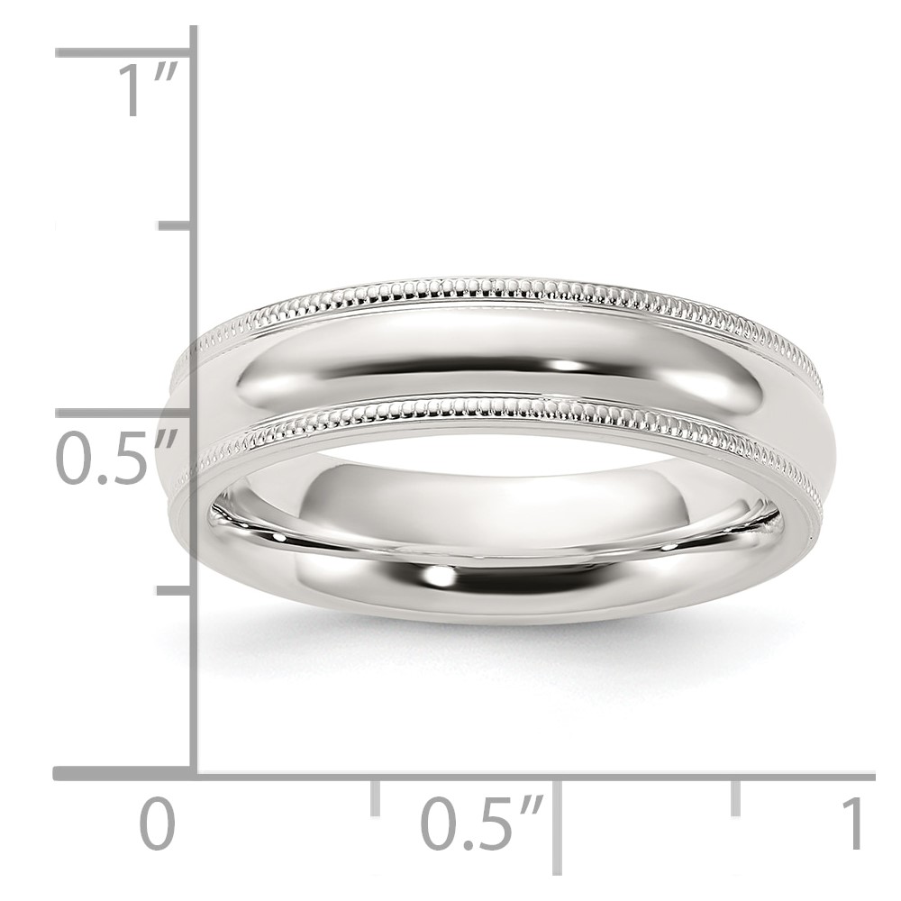 Sterling Silver 5mm Comfort Fit Half Round Milgrain Size 7 Band (QCFM050-7)