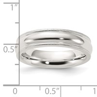 Sterling Silver 5mm Comfort Fit Half Round Milgrain Band view 4