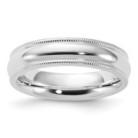 Sterling Silver 5mm Comfort Fit Half Round Milgrain Band view 1