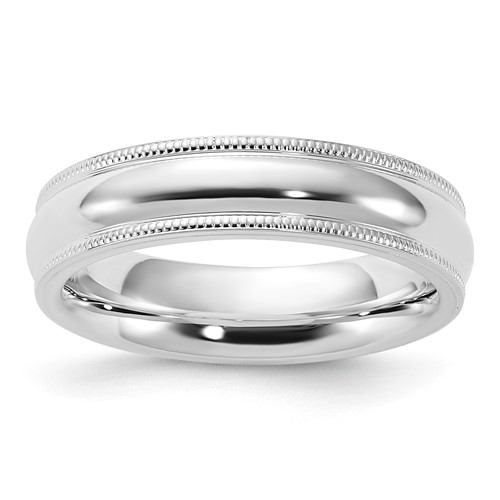 Sterling Silver 5mm Comfort Fit Half Round Milgrain Size 11.5 Band