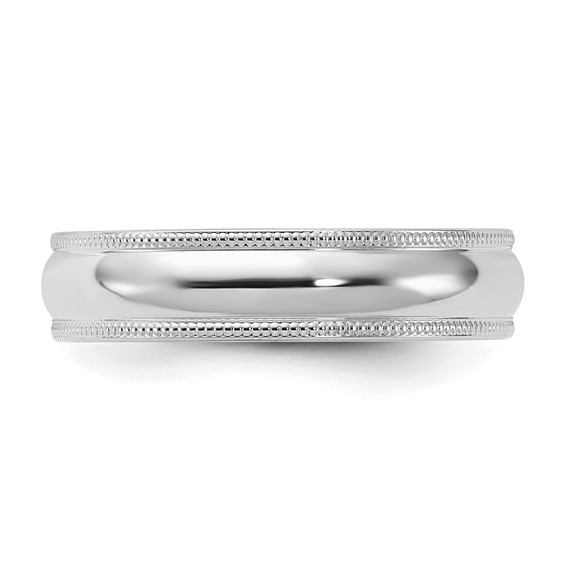 Sterling Silver Rhodium-plated 5mm Comfort Fit Milgrain Size 4 Band