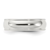 Sterling Silver 6mm Comfort Fit Half Round Milgrain Band view 3
