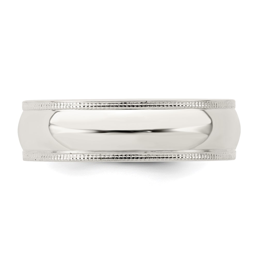 Sterling Silver 6mm Comfort Fit Half Round Milgrain Size 5 Band (QCFM060-5)