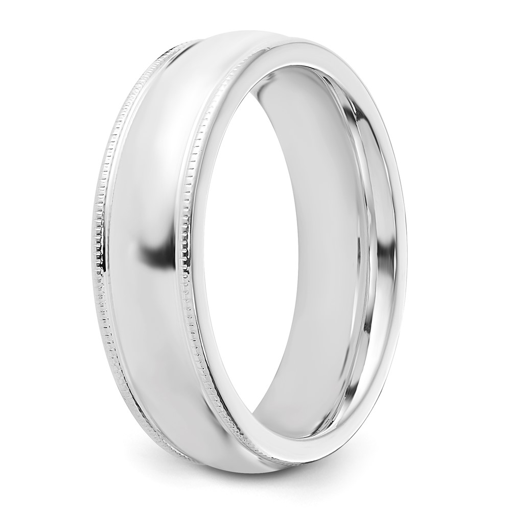 Sterling Silver 6mm Comfort Fit Half Round Milgrain Size 5 Band (QCFM060-5)