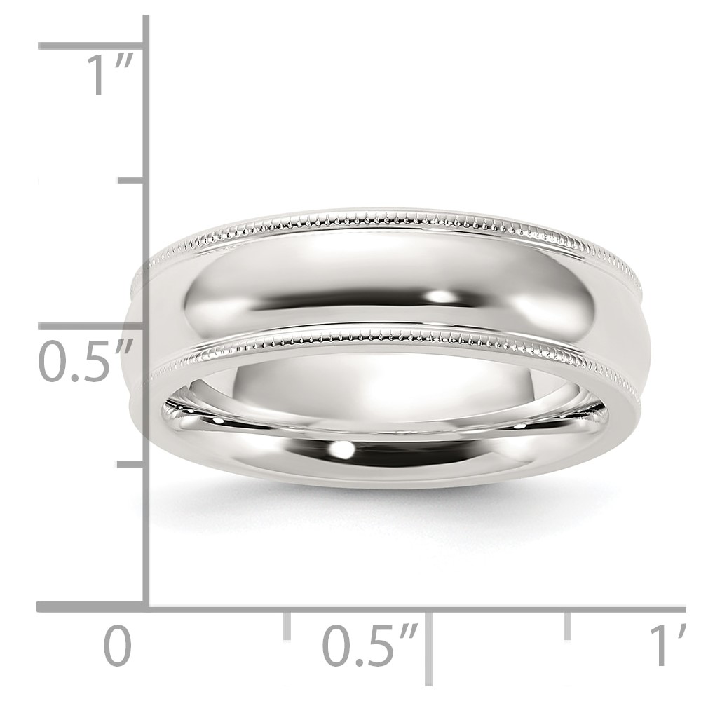 Sterling Silver 6mm Comfort Fit Half Round Milgrain Size 5 Band (QCFM060-5)