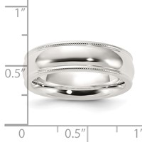Sterling Silver 6mm Comfort Fit Half Round Milgrain Band view 4