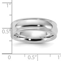 Sterling Silver Rhodium-plated 6mm Comfort Fit Milgrain Band view 4